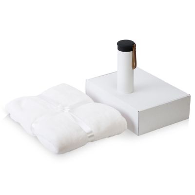 Подарочный набор с пледом, термосом Cozy hygge 2.0, белый-0