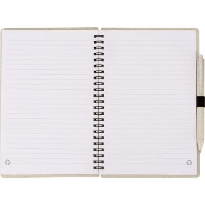 Блокнот А5 Toledo M, бежевый + ручка шариковая Pianta из пшеничной соломы, бежевый-6