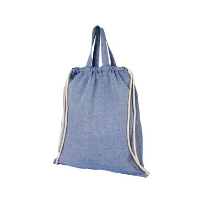 Рюкзак со шнурком Pheebs из 150 г/м2 переработанного хлопка, синий меланж-2