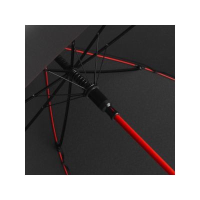 Зонт-трость 1084 Colorline с цветными спицами и куполом из переработанного пластика, черный/красный-1