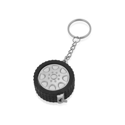 Брелок-рулетка Шина, 1 м., черный/серебристый-0