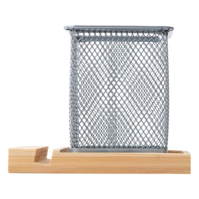 Подставка для ручек и телефона Fika, натуральный/серый-3