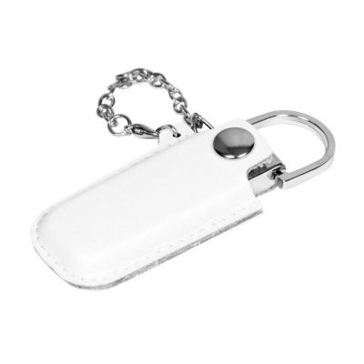 Флешка в массивном корпусе с кожаным чехлом, 16 Гб, белый-0