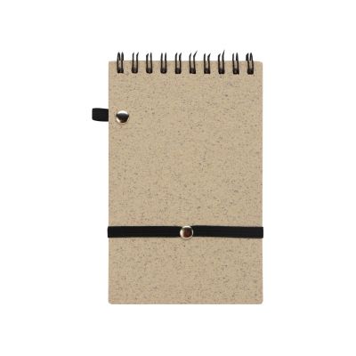 Блокнот B7 Toledo S, бежевый + ручка шариковая Pianta из пшеничной соломы, бежевый-4