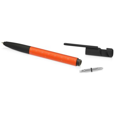 Ручка-стилус металлическая шариковая многофункциональная (6 функций) Multy, оранжевый-6