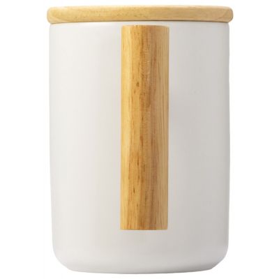 Кружка с ручкой и крышкой из каучукового дерева Jeny, белый-4