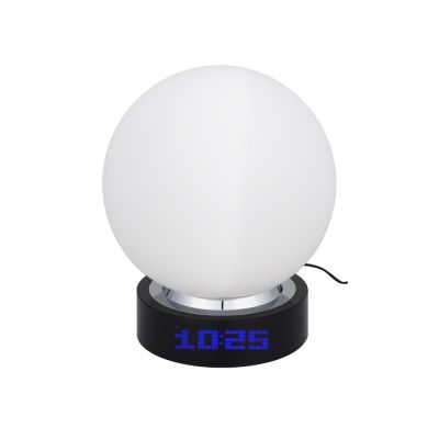 Лампа настольная с часами, датой и термометром. При включении на поверхности лампы появляется стилизованное изображение земного шара-0
