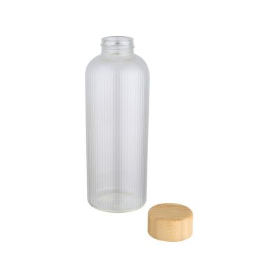 Бутылка Mirage из боросиликатного стекла объемом 650 мл с одинарными стенками и крышкой из бамбука - Прозрачный-2