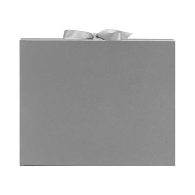 Коробка разборная на магнитах с лентами, серебристый-3