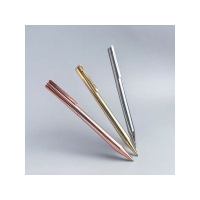 Ручка металлическая шариковая Bergamo, розовое золото-6