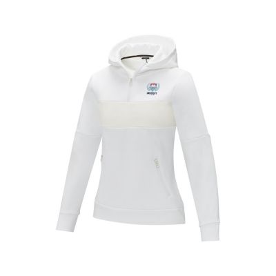 Женский свитер анорак Sayan на молнии на половину длины с капюшоном, белый-3