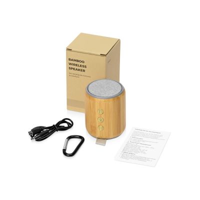 Портативная колонка из бамбука Bongo, натуральный-2