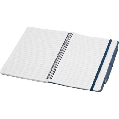 Блокнот Thalaasa формата А5 в твердой обложке из океанического пластика с шариковой ручкой - Синий-3