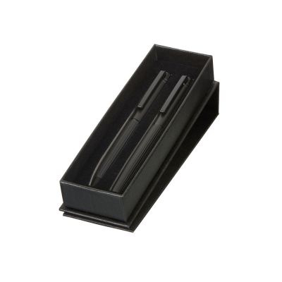 Набор из шариковой ручки и ручки-роллера с анодированным зеркальным слоем в подарочной коробке Monarch Black, черный-1