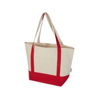 Sam эко- сумка из переработанного хлопка, сертифицированного согласно GRS, плотностью 320 г/м² - Красный / Натуральный