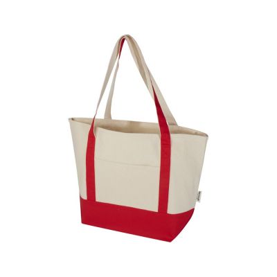 Sam эко- сумка из переработанного хлопка, сертифицированного согласно GRS, плотностью 320 г/м² - Красный / Натуральный-0