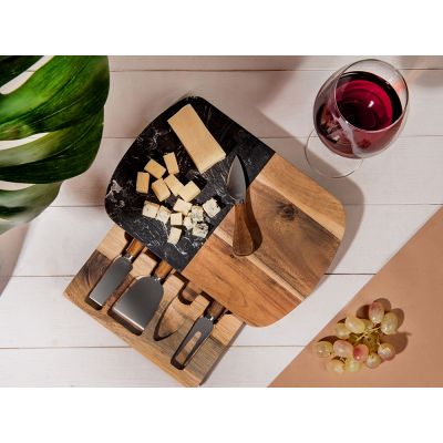 Набор для сыра в подарочной коробке из акации и мрамора Date-5