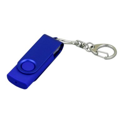 Флешка промо поворотный механизм, с однотонным металлическим клипом, 32 Гб, синий-0