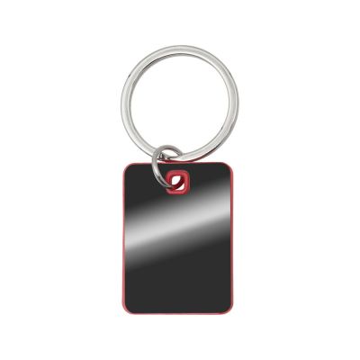 Металлический брелок с пластиковой цветной вставкой SteelPop Rct, серебристый с красным-1