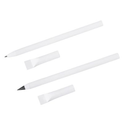 Набор из ручки и вечного карандаша из переработанной бумаги Recycled Duo, белый-2