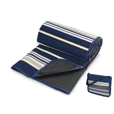 Плед в полоску в сумке Junket, синий-0