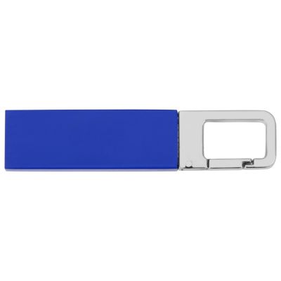 Флеш-карта USB 2.0 16 Gb с карабином Hook, синий/серебристый-1