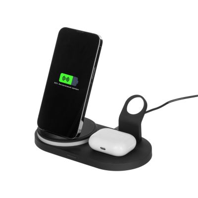 Складная зарядная станция с беспроводной зарядкой Flashport, 15 Вт, черный-4