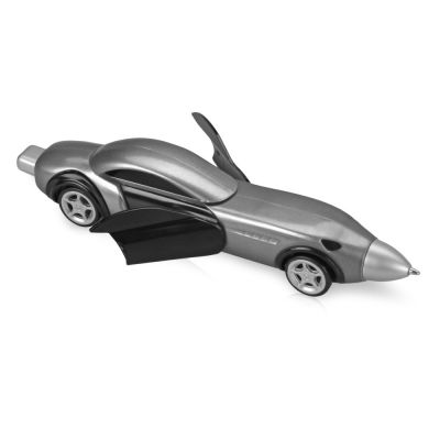 Ручка шариковая Сан-Марино в форме автомобиля с открывающимися дверями и инерционным механизмом движения, серебристая-1