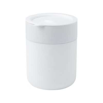 Java керамическая кружка емкостью 330 мл с силиконовой оберткой и пластиковой крышкой - Белый-0