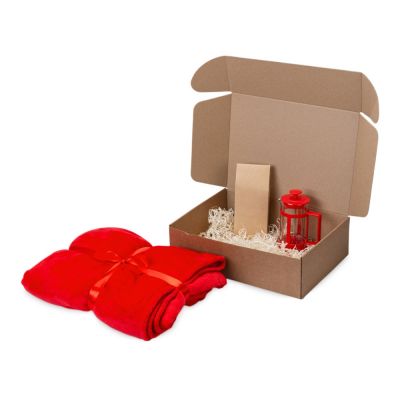 Подарочный набор Tea time с пледом, красный-1