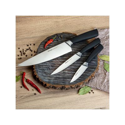 Набор из 3 кухонных ножей в универсальном блоке,  NADOBA, серия UNA-8