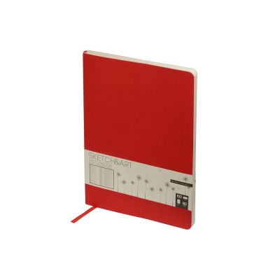 Скетчбук Sketch & Art в мягком переплете 179х250 мм, 80 л. бежевой бумаги 100 гр., красный-0