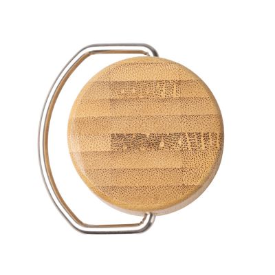 Термобутылка Нобук из переработанной нержавеющей стали, с бамбуковой крышкой, серый-1