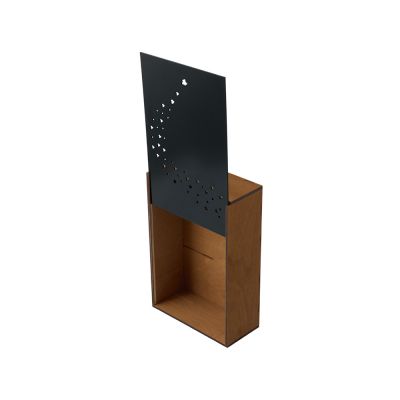 Подарочная коробка из фанеры Constellation 330х220х100 мм, фанера 6 мм, крышка на выдвижных пазах черная ЛХДФ 3 мм, бечевка-1