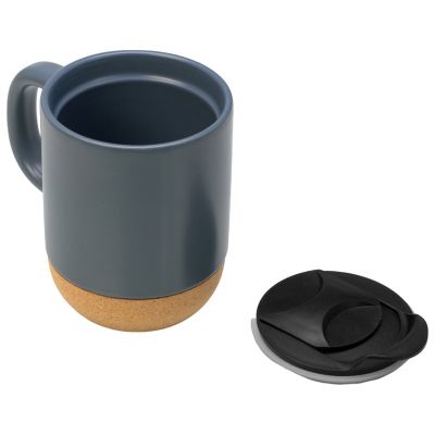 Кружка Denpasar с пробковым дном и крышкой, цветная с двух сторон, антрацит-3