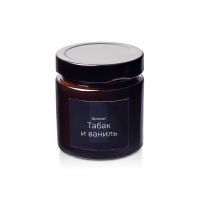 Свеча в стеклянной коричневой банке 200мл, аромат Табак и ваниль, фитиль деревянный