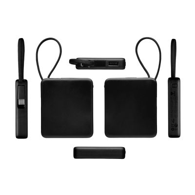 Внешний аккумулятор со встроенным кабелем USB-C Дэнси, 5000 мАч, черный-3