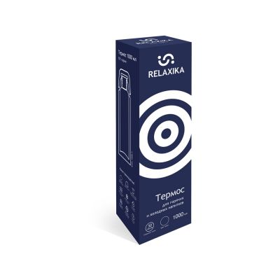 Термос Relaxika 101 (1 литр), темно-синий (без лого)-10
