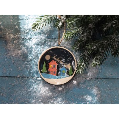 Подвеска деревянная многослойная Ночь перед рождеством-3