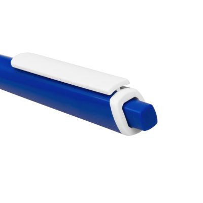 Ручка пластиковая трехгранная шариковая Lateen, синий/белый-1