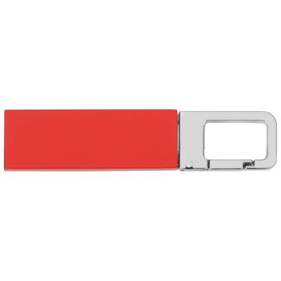 Флеш-карта USB 2.0 16 Gb с карабином Hook, красный/серебристый-1
