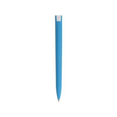 Ручка пластиковая soft-touch шариковая Zorro, голубой/белый-3