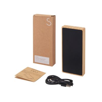 Внешний аккумулятор с подсветкой лого и солнечной панелью Reedia S1, 10000 mAh, бамбук, черный-6