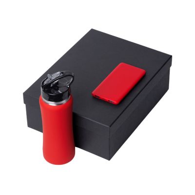 Подарочный набор с бутылкой для воды и повербанком С1, 5000 mAh, красный-1