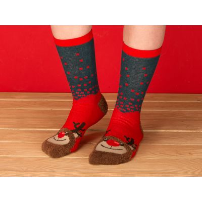 Набор носков с рождественской символикой в мешке мужские, 2 пары, красный-8