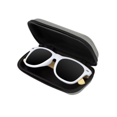 Солнцезащитные очки Rockwood с бамбуковыми дужками в сером футляре, белый-3