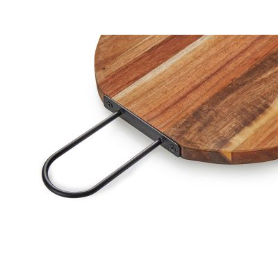 Деревянная круглая доска из акации с металлической ручкой Кира-3