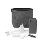 Органайзер для электроники и проводов Felt из RPET-фетра, серый