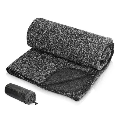 Плед вязаный Blend в чехле, черный-0