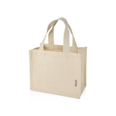 Мини эко-сумка Odessa с клинчиком, изготовленная из переработанного хлопка, сертифицированного согласно GRS, плотностью 220 г/м², объемом 9 л - Натуральный-0